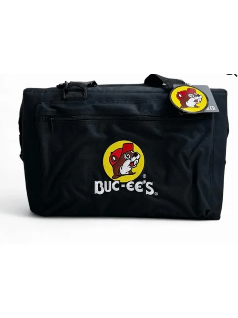 Set Buc-ees Black Insulated 24 can Cooler Bag & Camo Beach Towel Set With Beaver
